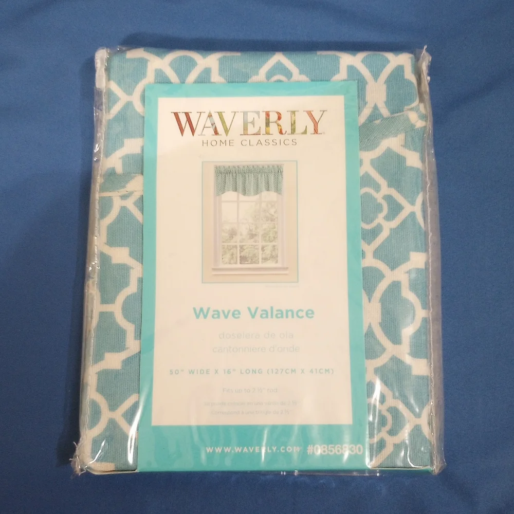 NEW Waverly Lovely Lattice Teal Wave Window Valance 50